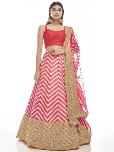 Classy Pink Sequins Embroidered Organza Lehenga Choli With Dupatta